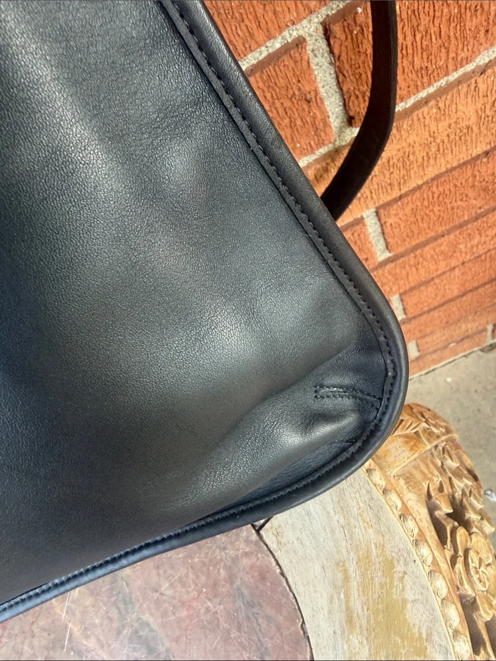 🖤Vintage Authentic Coach Black hobo hippie Bag with palladium hardware K3H-913